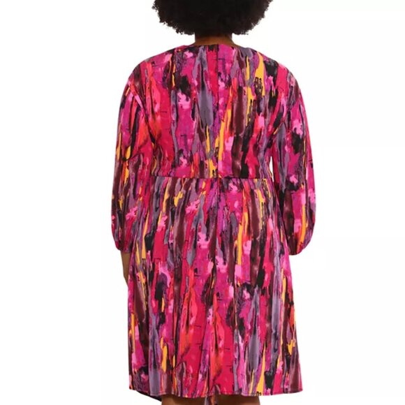 MAGGY LONDON ABSTRACT TWISTED-KNOT A-LINE DRESS - Picture 1 of 2